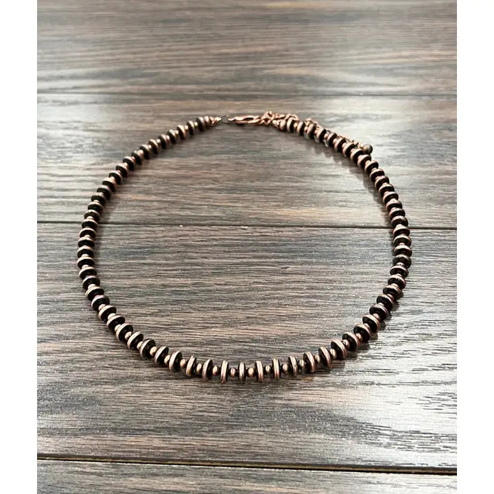20" Handmade Copper Rondelle Navajo Inspired Bead Necklace
