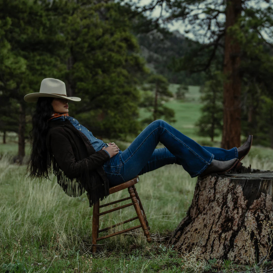 Stetson Women's No. 921 High Rise Western Flare Jean in Medium Wash