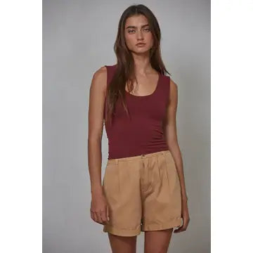 Women's Solid U Neck Double Layered Seamless Tank (Available in 4 Colors!)