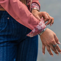 Hooey Women's Sol Marsala & Floral Pattern Long Sleeve Snap Shirt