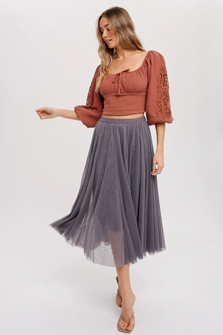 Women's Tulle Midi Skirt (Available in Three Colors)