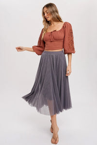 Women's Tulle Midi Skirt (Available in Three Colors)