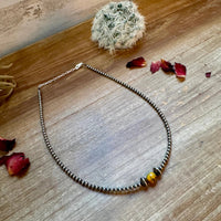 14" Sterling Silver Pearl and Bumblebee Jasper Choker