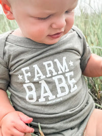 American Farm Co. Baby "Farm Babe" Onesie in Olive Green
