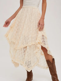 Women's Lace Tiered Midi Skirt (Available in Two Colors)