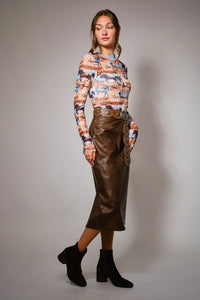 Women's L/S Western Mesh Mock Neck Top