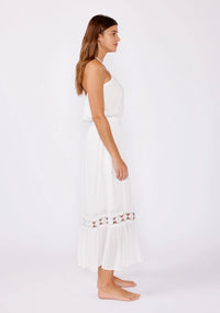 Women's Eyelet Embroidered Halter Maxi Dress in Off White