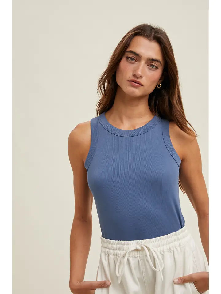 Women's Crew Neck Ribbed Knit Tank Top (Available in 12 Color Options!)