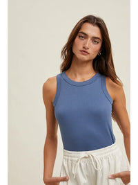 Women's Crew Neck Ribbed Knit Tank Top (Available in 12 Color Options!)