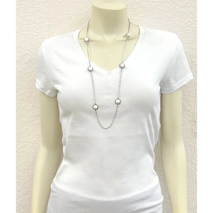 32" Handmade Round White Turquoise Necklace