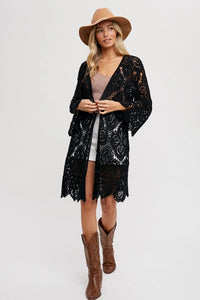 Women's Crochet Open Front Long Cardigan (Available in 2 Colors)