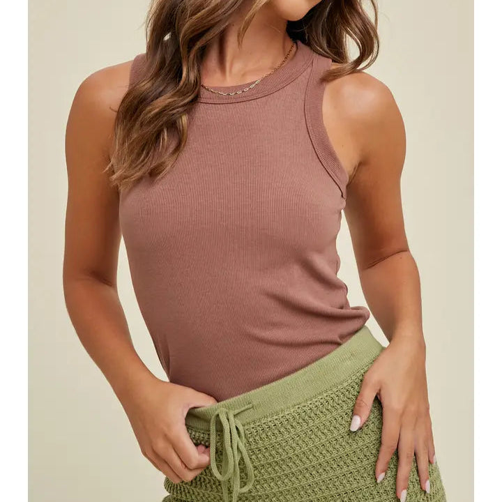 Women's Crew Neck Ribbed Knit Tank Top (Available in 12 Color Options!)