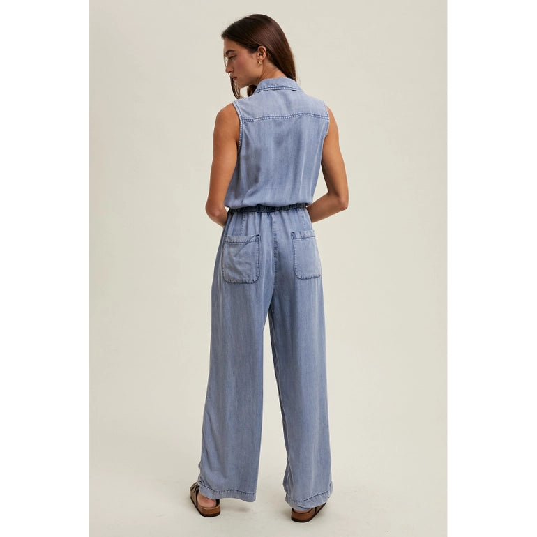 Women's Tencel Denim Jumpsuit in Lightwash