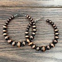 Graduated Copper Navajo Pearl Hoop Earrings