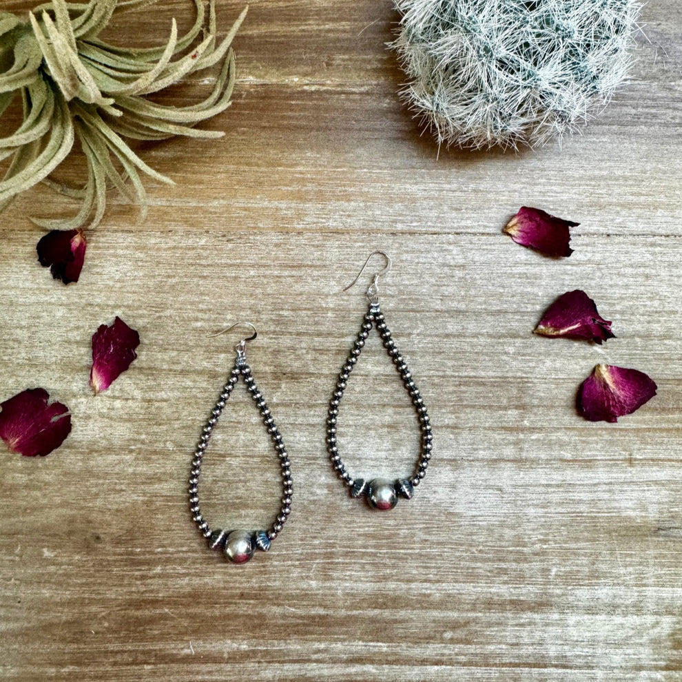 3" Sterling Silver Saucer Teardrop Earrings