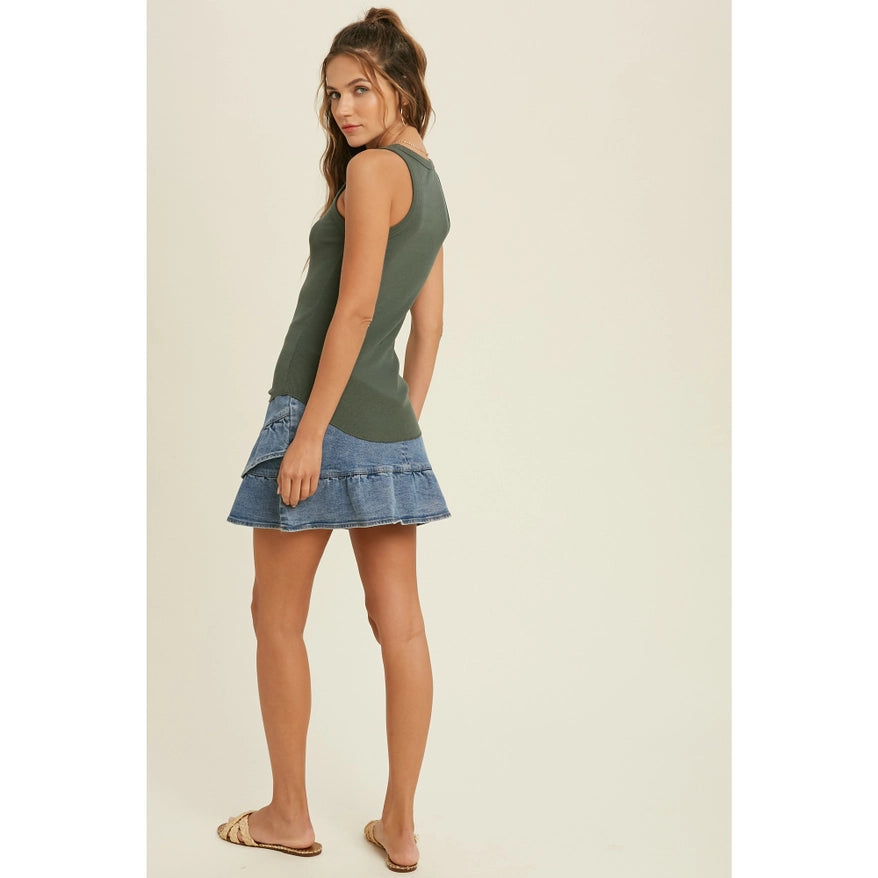 Women's Crew Neck Ribbed Knit Tank Top (Available in 12 Color Options!)