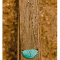Turquoise Chunk Stone Silver Necklace