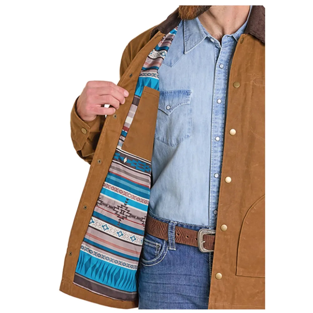 Powder River Outfitters Men's Oilskin Coat in Camel