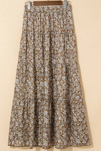 Women's Western Floral Maxi Skirt in Brown