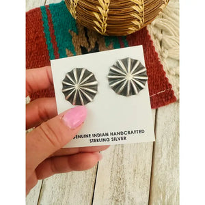 Navajo Sterling Silver Concho Post Earrings