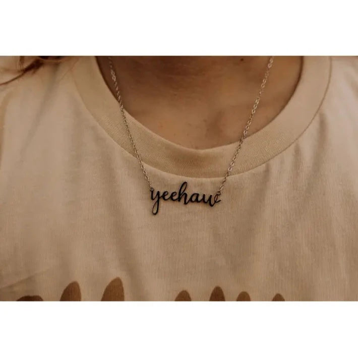 Yeehaw Silver Script Necklace