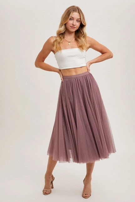 Women's Tulle Midi Skirt (Available in Three Colors)