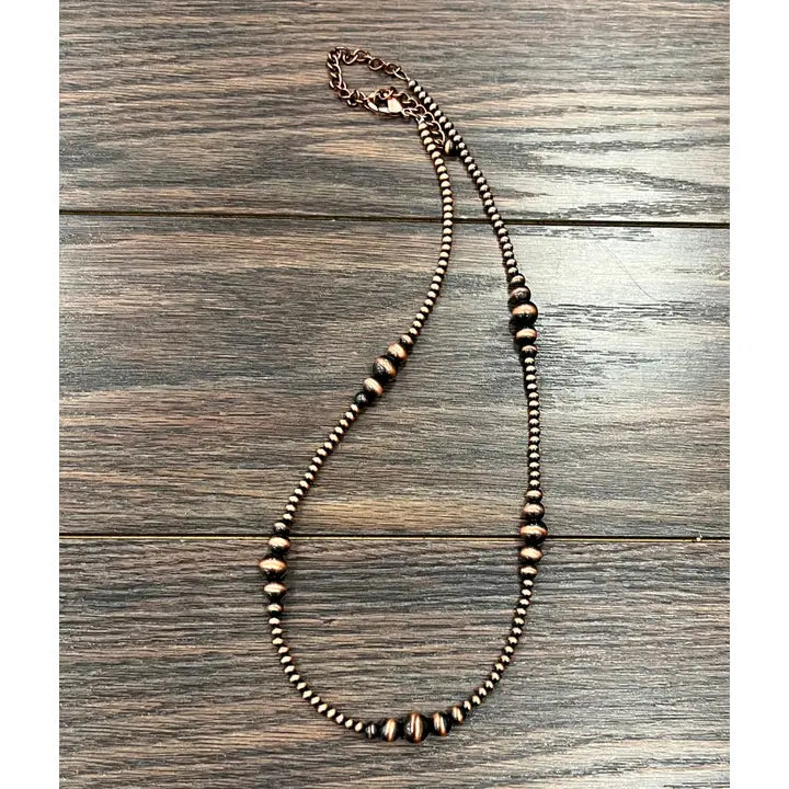 22" Cluster Copper Navajo Inspired Bead Necklace