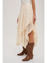 Women's Lace Tiered Midi Skirt (Available in Two Colors)