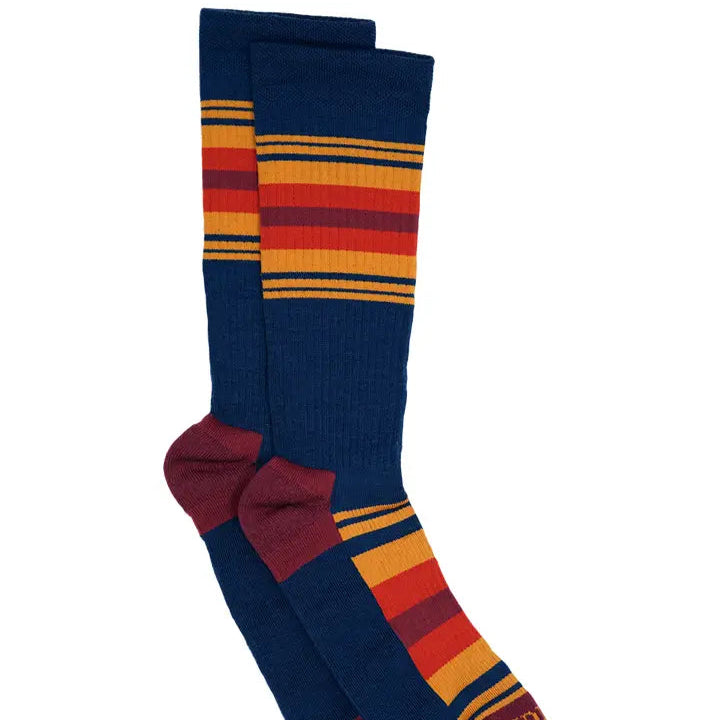 Pendleton Grand Canyon Striped Wool Crew Socks in Navy