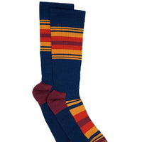 Pendleton Grand Canyon Striped Wool Crew Socks in Navy
