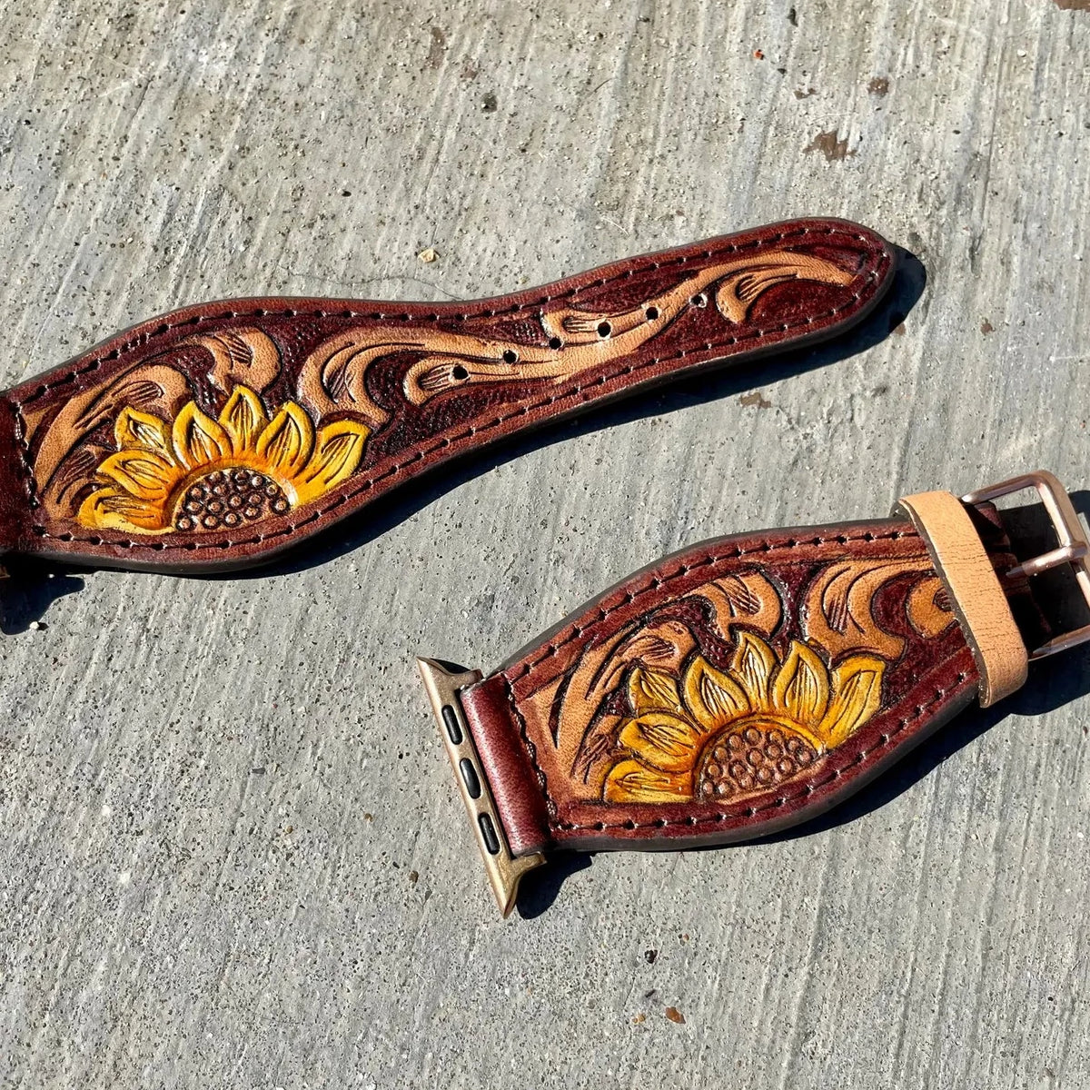 Sunflower Tooled iWatch Band
