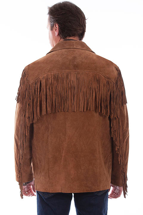 Scully Men's Suede Leather Fringe Jacket in Cinnamon