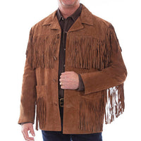 Scully Men's Suede Leather Fringe Jacket in Cinnamon