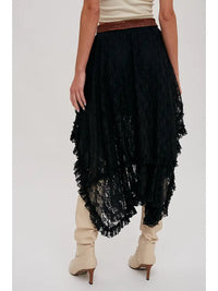 Women's Lace Tiered Midi Skirt (Available in Two Colors)