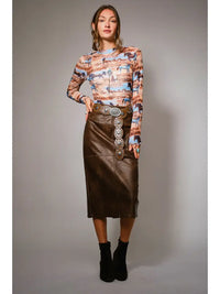 Women's L/S Western Mesh Mock Neck Top