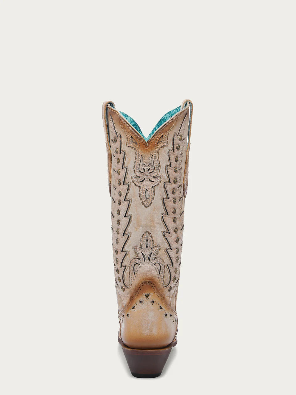 Corral Women's Embroidery Overlay and Stud Wing Tip Snip Toe Boot in Sand