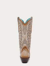 Corral Women's Embroidery Overlay and Stud Wing Tip Snip Toe Boot in Sand