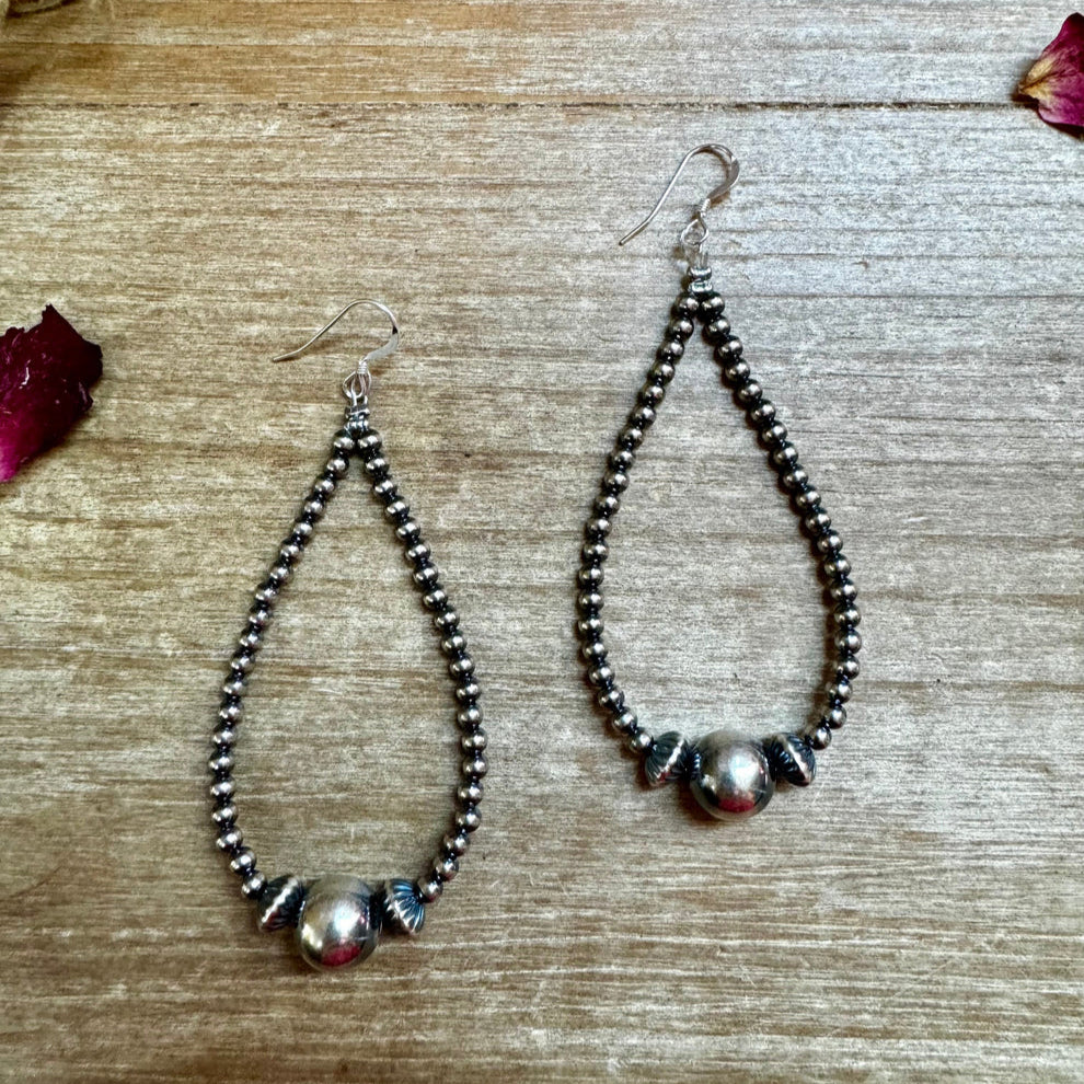 3" Sterling Silver Saucer Teardrop Earrings