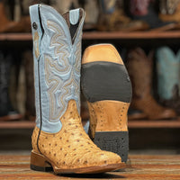 Tanner Mark Women's Orix Embossed Ostrich Print Western Boot