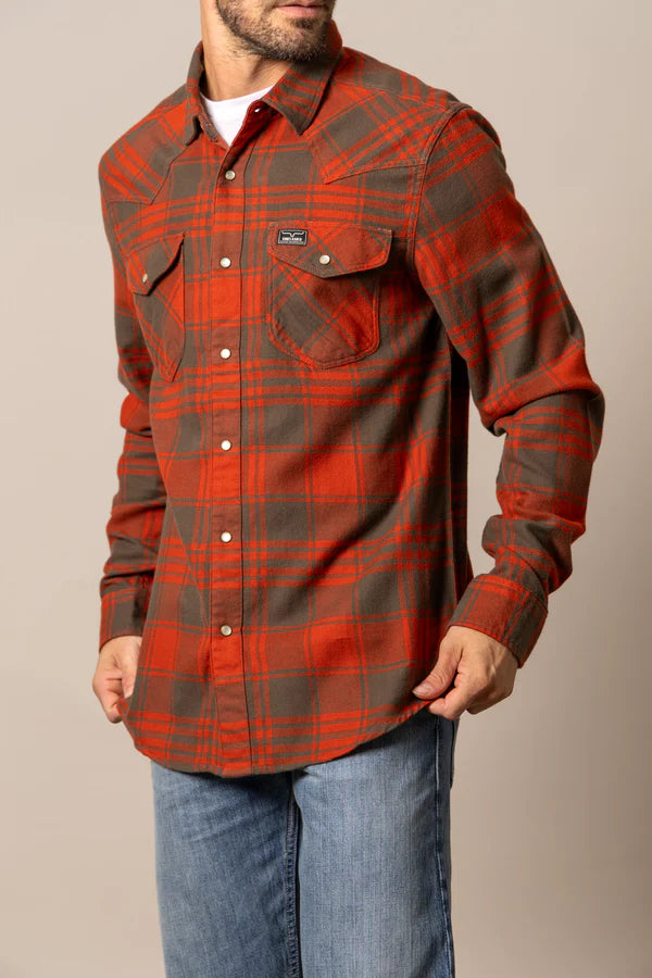 Kimes Ranch Men's L/S Biggie Flannel in Brick Red