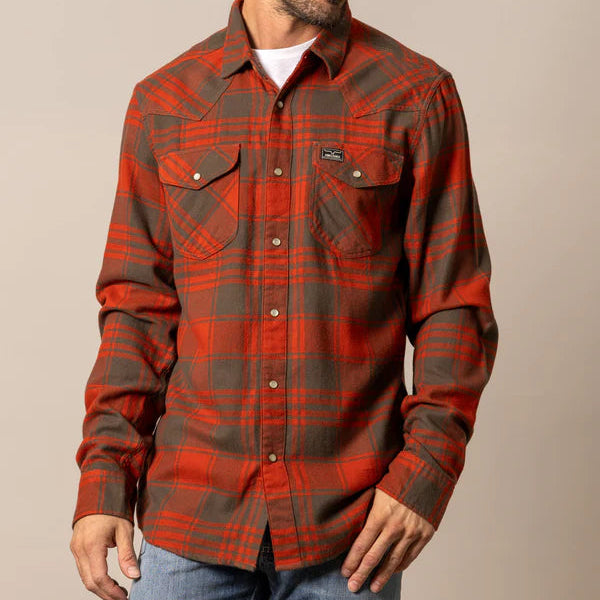 Kimes Ranch Men's L/S Biggie Flannel in Brick Red