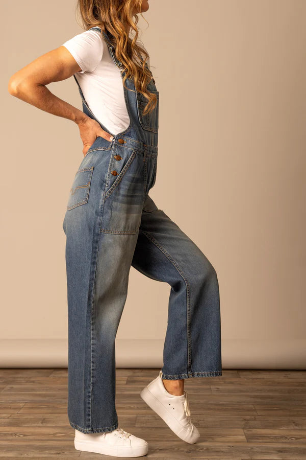 Kimes Ranch Women's Billy Overalls in Dark Wash