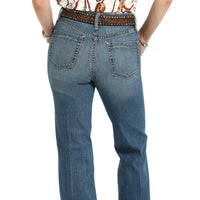 Cruel Women's Skylar High Rise Flare Jeans with Slit in Medium Stone Wash