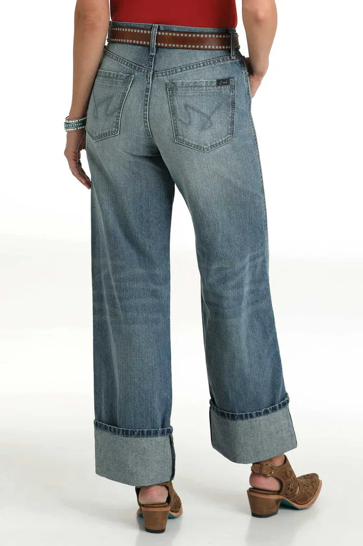 Cruel Women's High Rise Loose Fit Casey Wide Leg Jean in Medium Stonewash