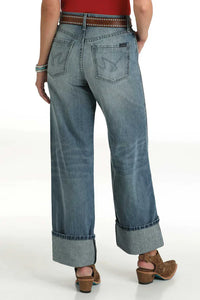 Cruel Women's High Rise Loose Fit Casey Wide Leg Jean in Medium Stonewash