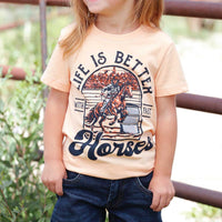 Cruel Girl's Toddler Barrel Racing Graphic Tee in Peach