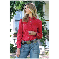 Cruel Women's L/S Girlfriend Fit Western Snap Shirt in Red
