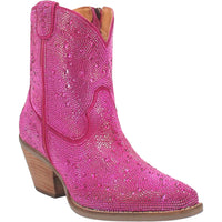 Dingo Women's Rhinestone Cowgirl Western Booties in Fuchsia