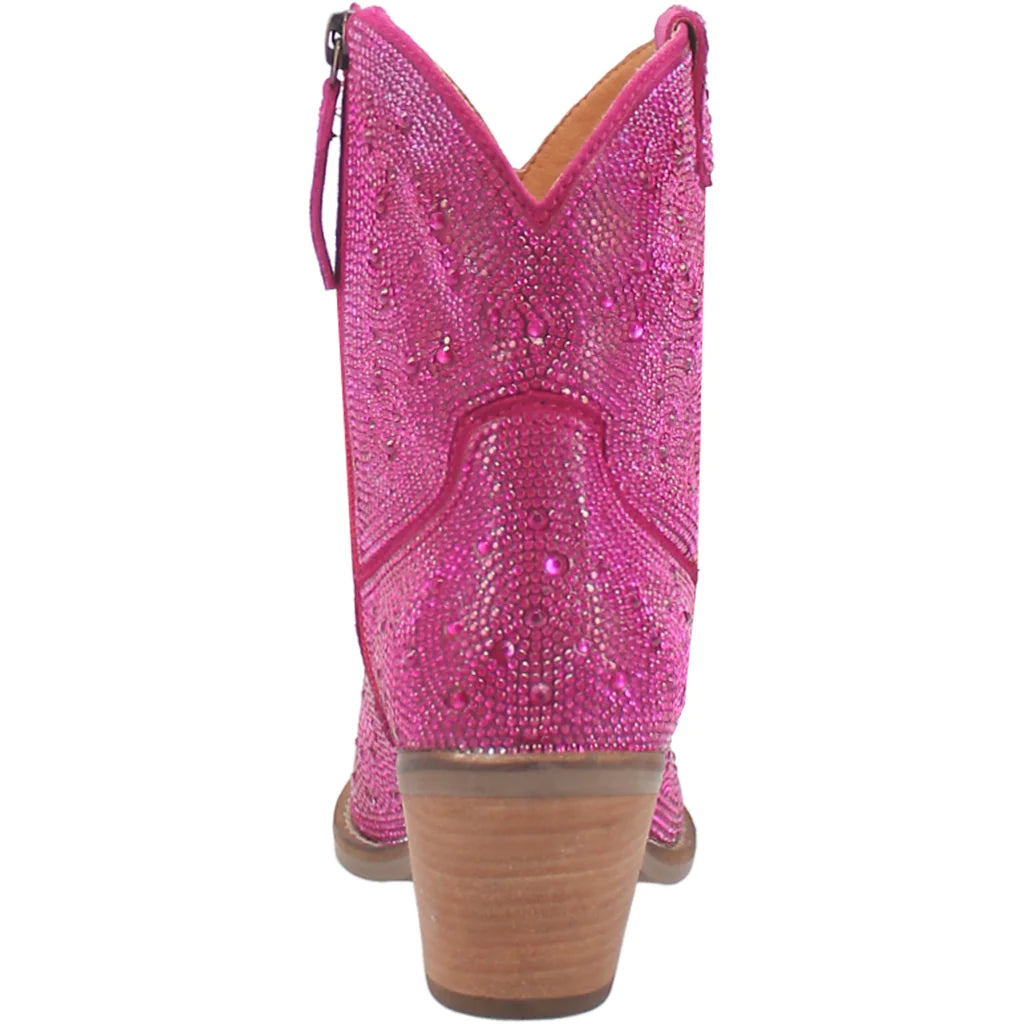 Dingo Women's Rhinestone Cowgirl Western Booties in Fuchsia