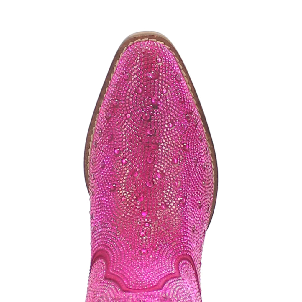 Dingo Women's Rhinestone Cowgirl Western Booties in Fuchsia